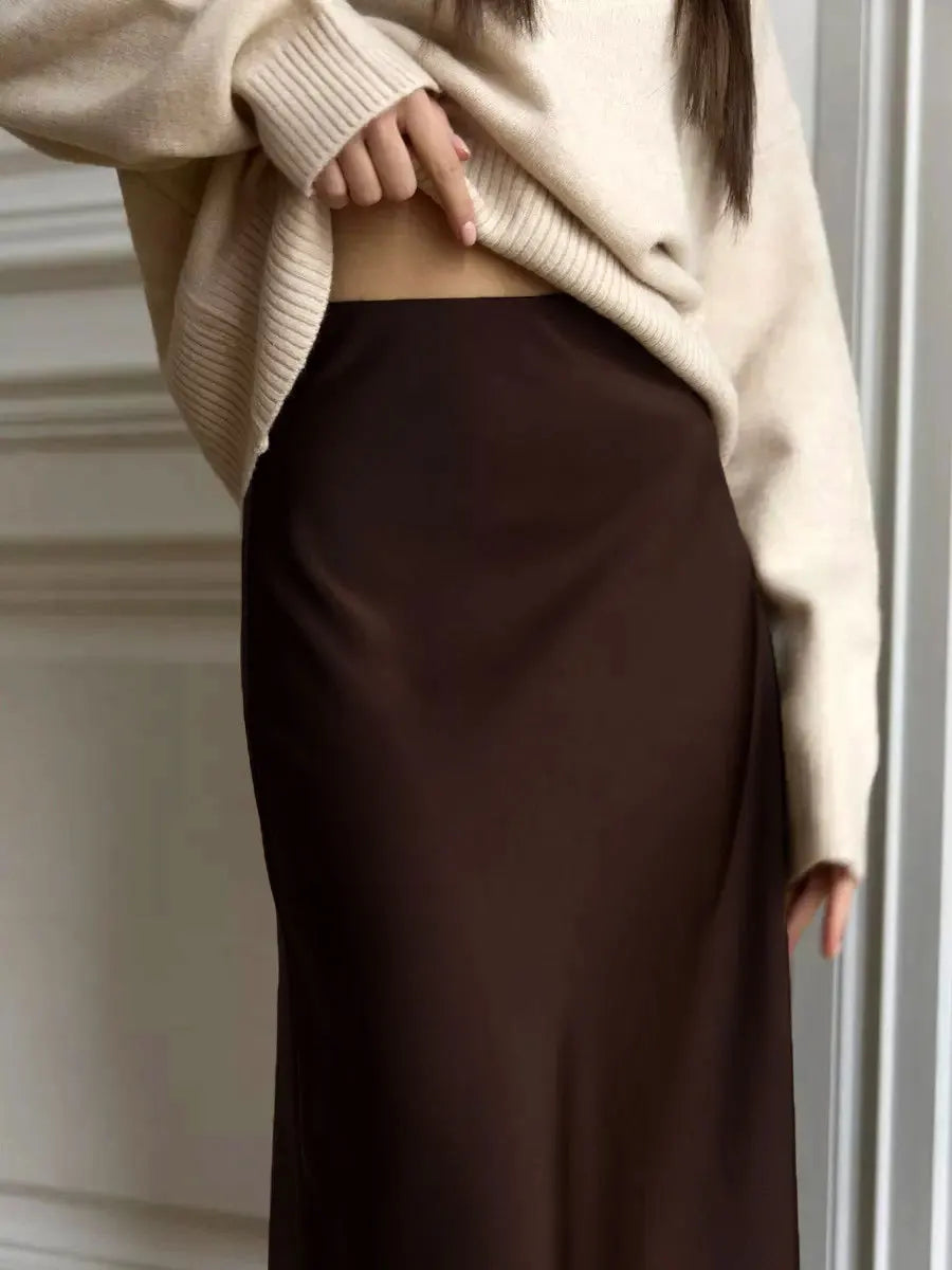 Duttini | Satin Fishtail Maxi Skirt for Women