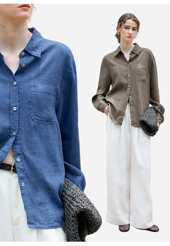 Duttini | Linen Shirt for Men in Classic Fit, White