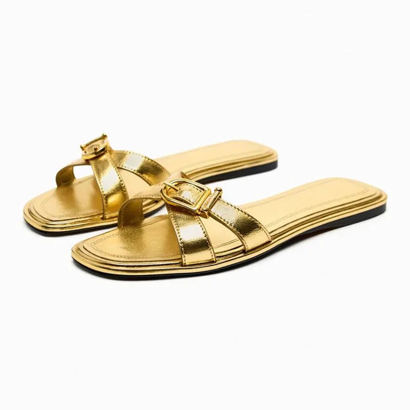 Duttini | Italian Leather Cutout Slide Sandal