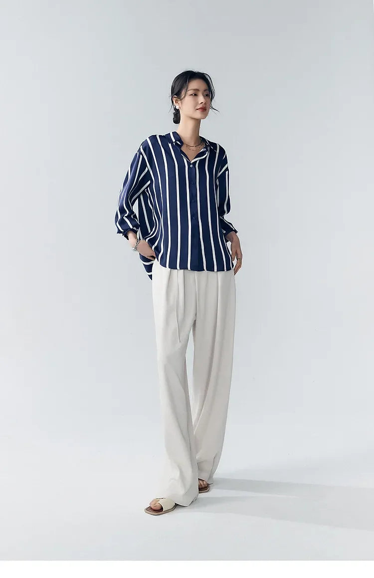 Duttini | Stripe Satin Blouse for Women