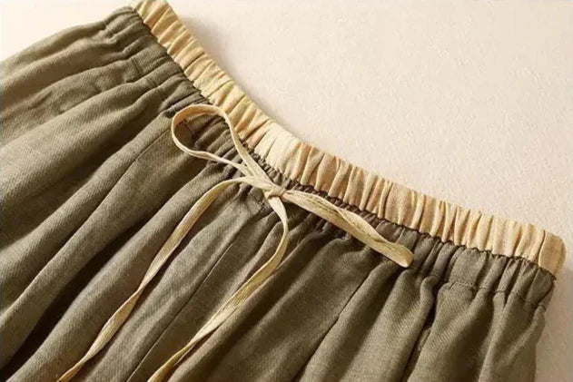 Duttini | Linen Trousers for Women in Classic Fit, Beige