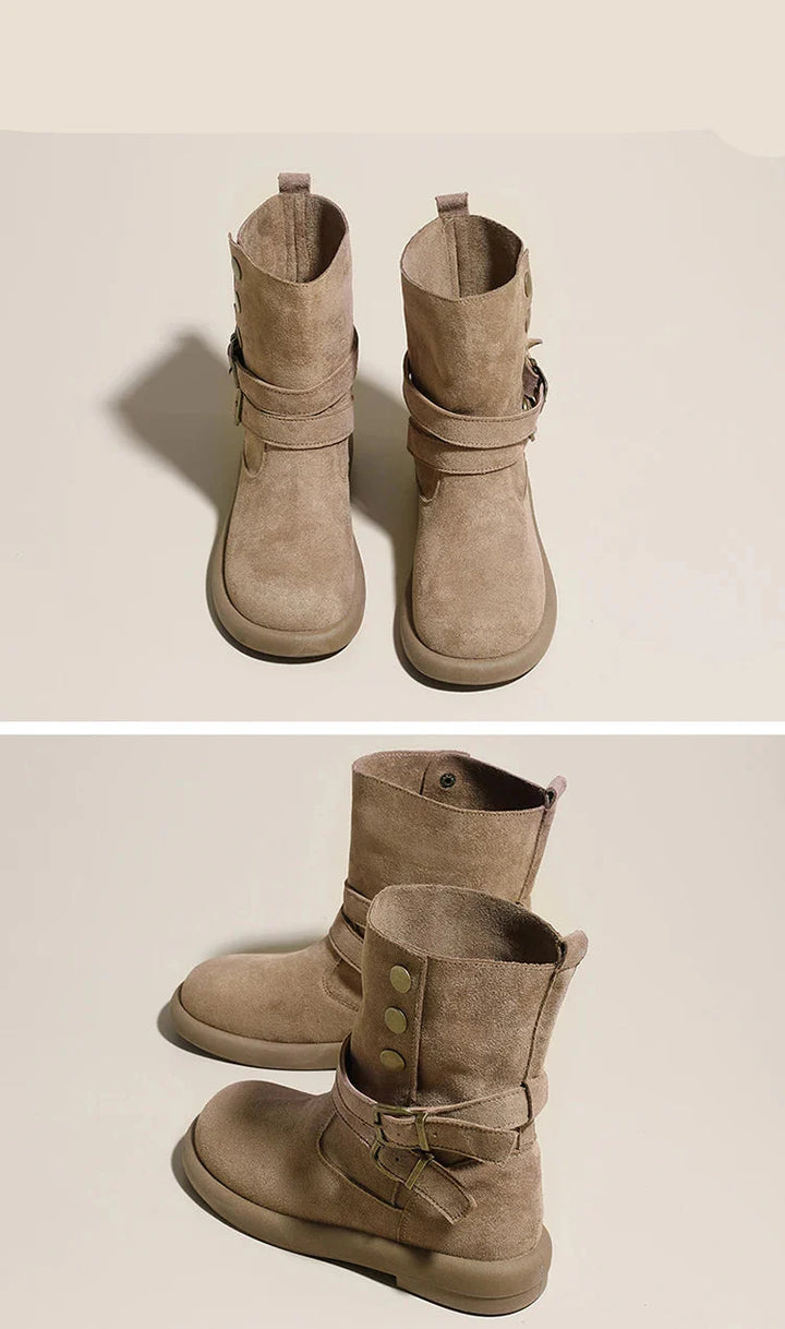 Duttini | Suede Buckle Ankle Boots