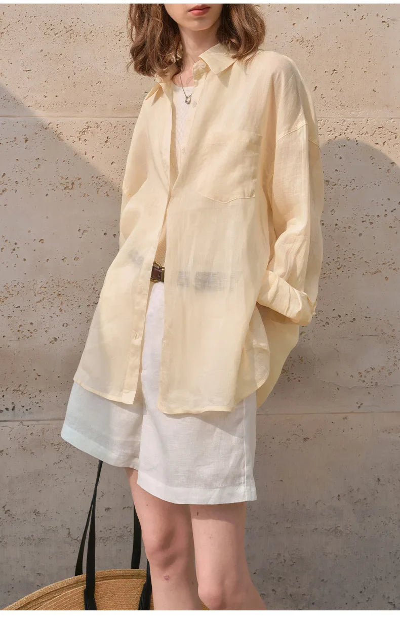 Duttini | Sheer Ramie Oversized Shirt
