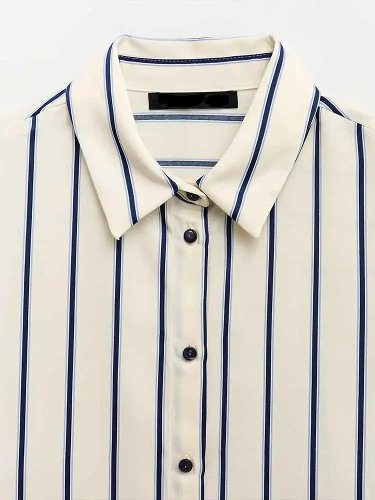 Duttini | Striped Button-Up Blouse for Women in Cotton Blend