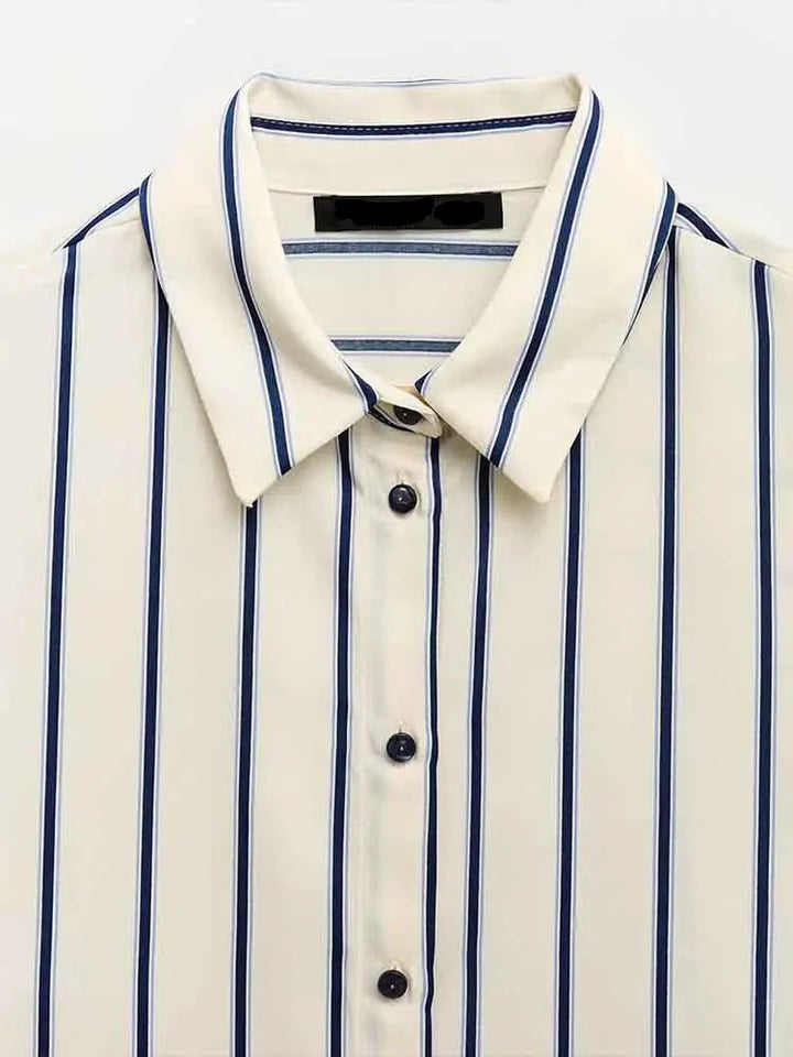 Duttini | Striped Button-Up Blouse for Women in Cotton Blend