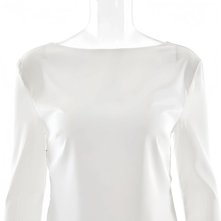 Duttini | Satin Long Sleeve Bell Cuff Top for Women in Elegant Style
