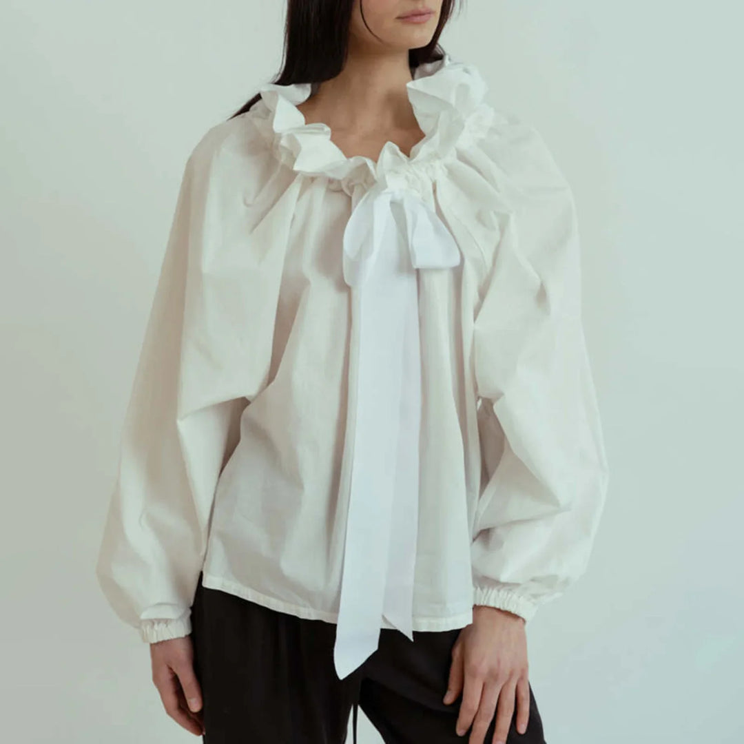 Duttini | Puffed Cotton Blouse for Women in White