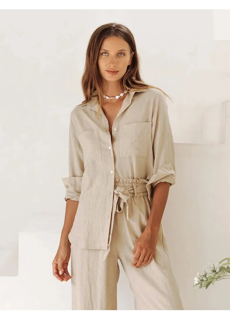 Duttini | Oversized Linen Shirt for Women in White