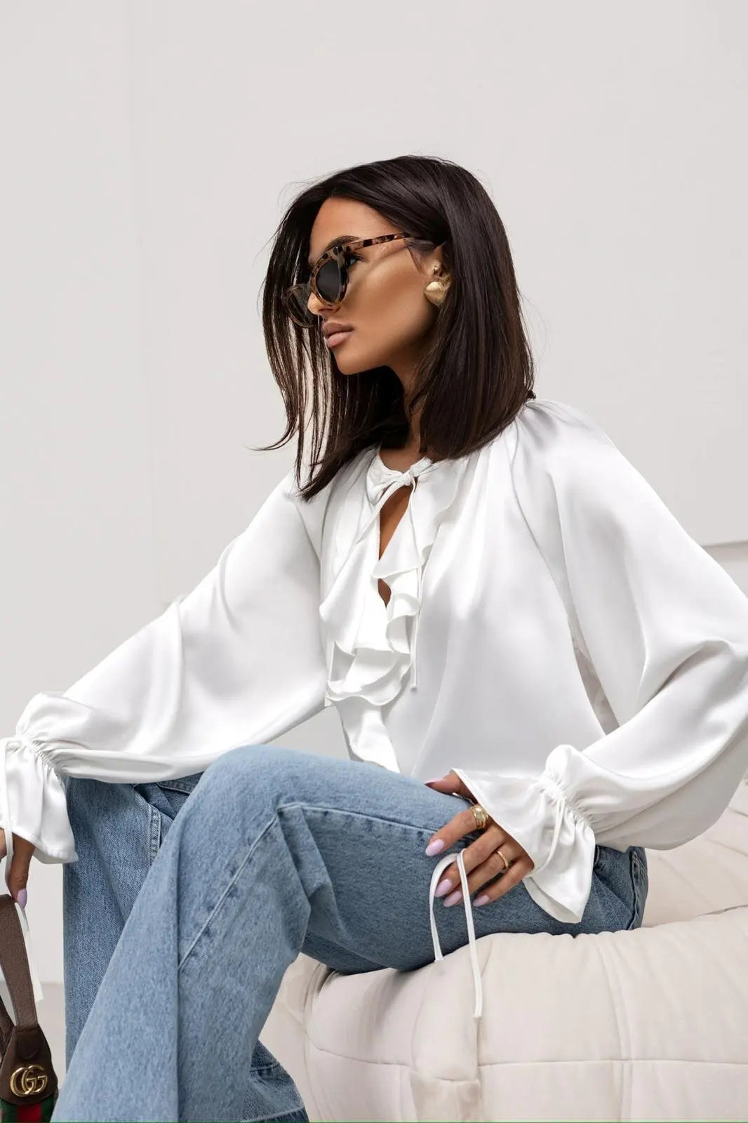 Duttini | Satin Ruffle Blouse for Women