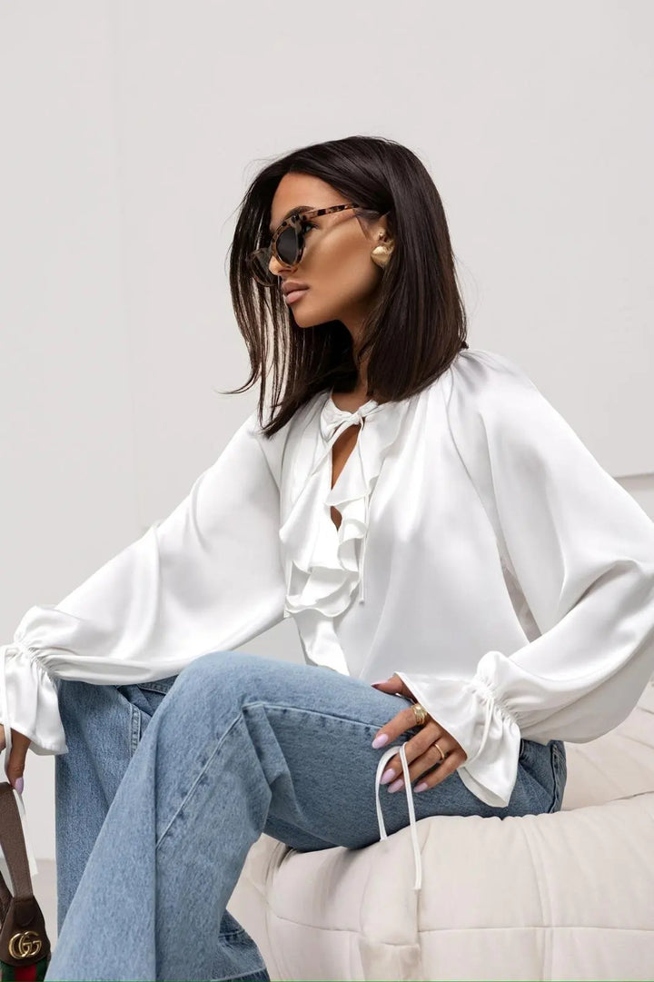 Duttini | Satin Ruffle Blouse for Women