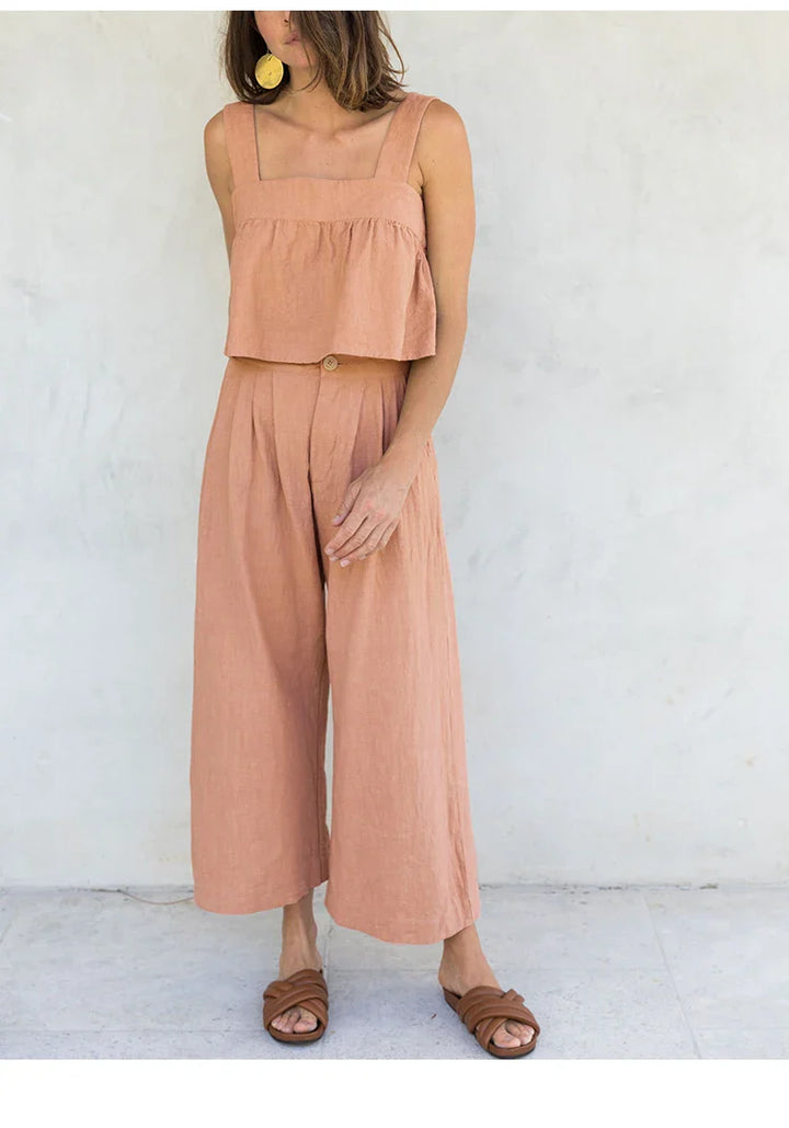 Duttini | Pleated Linen Culotte Pant for Women