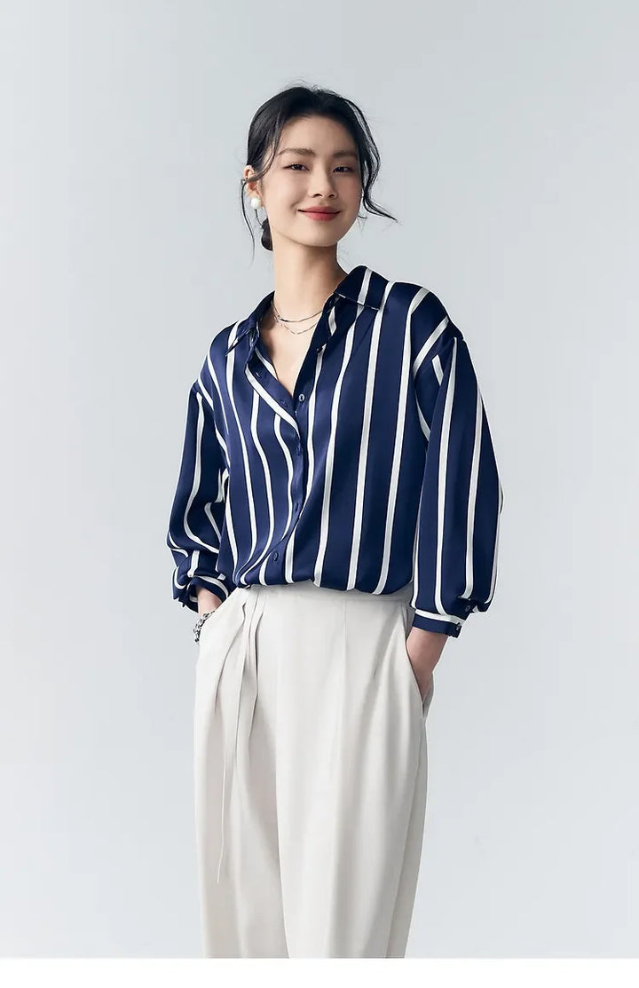 Duttini | Stripe Satin Blouse for Women