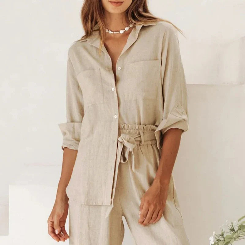 Duttini | Oversized Linen Shirt for Women in White