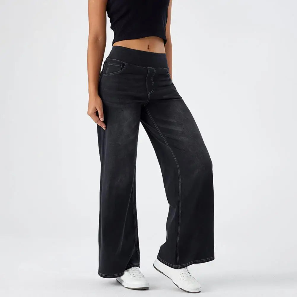 Duttini | Pull-On Wide Leg Jean for Women in Denim Blue