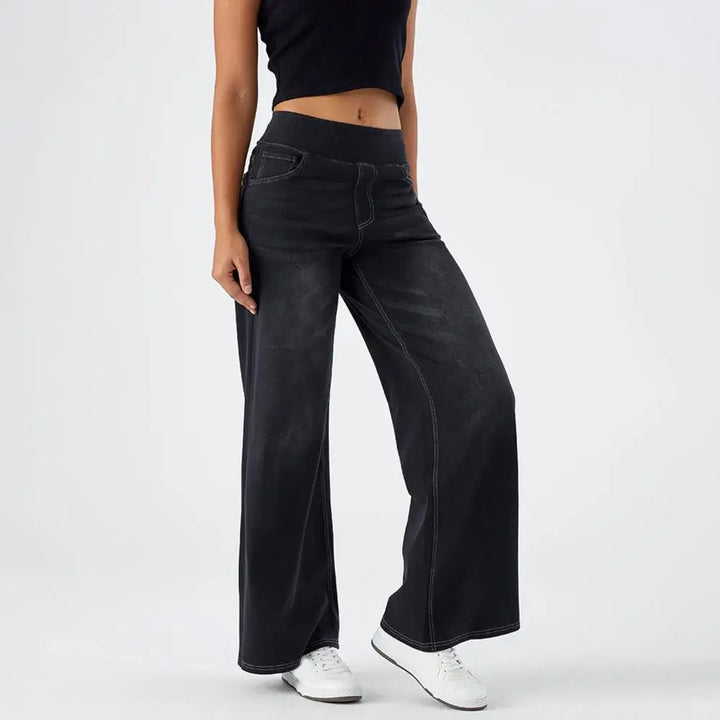 Duttini | Pull-On Wide Leg Jean for Women in Denim Blue