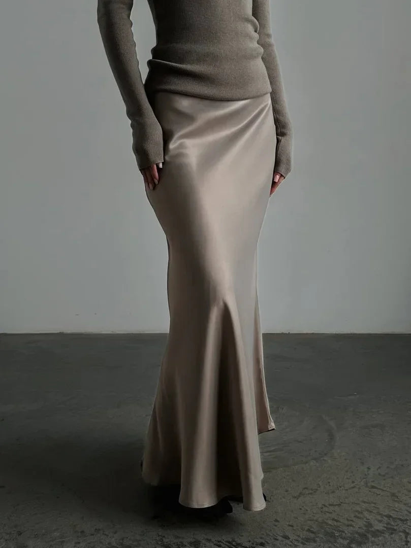 Duttini | Satin Fishtail Maxi Skirt for Women