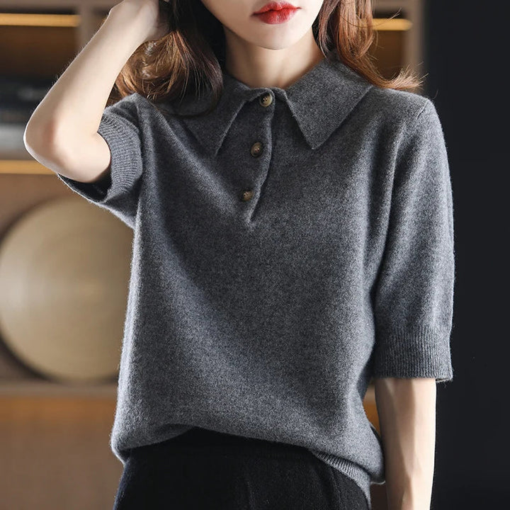 Duttini | Wool Polo Sweater for Women in Classic Fit, Navy