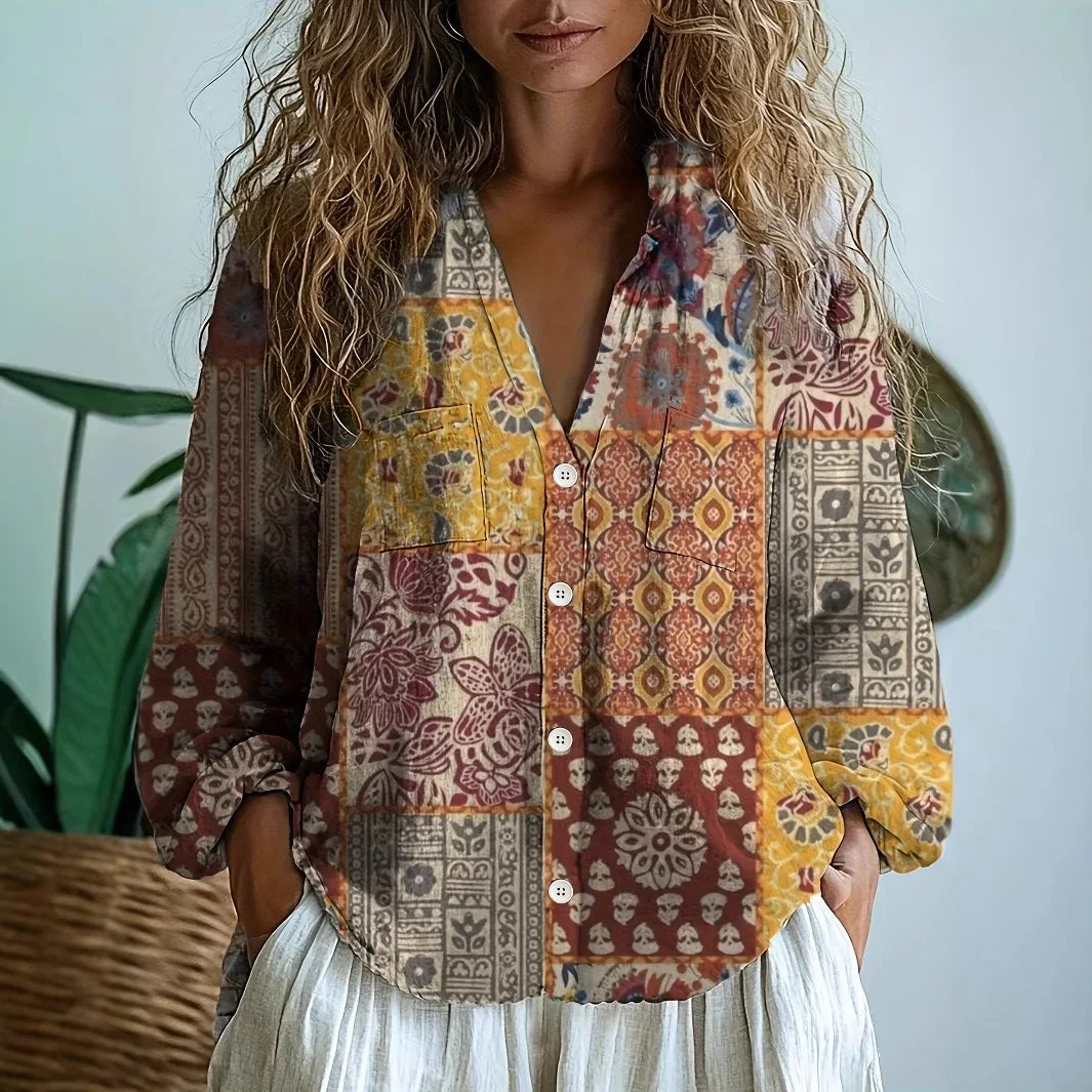 Duttini | Flowing Relaxed Blouse With Nature Print