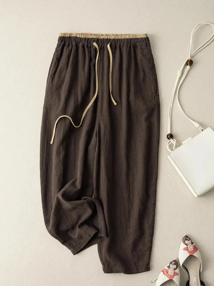 Duttini | Chambray Linen Tapered Pant for Women