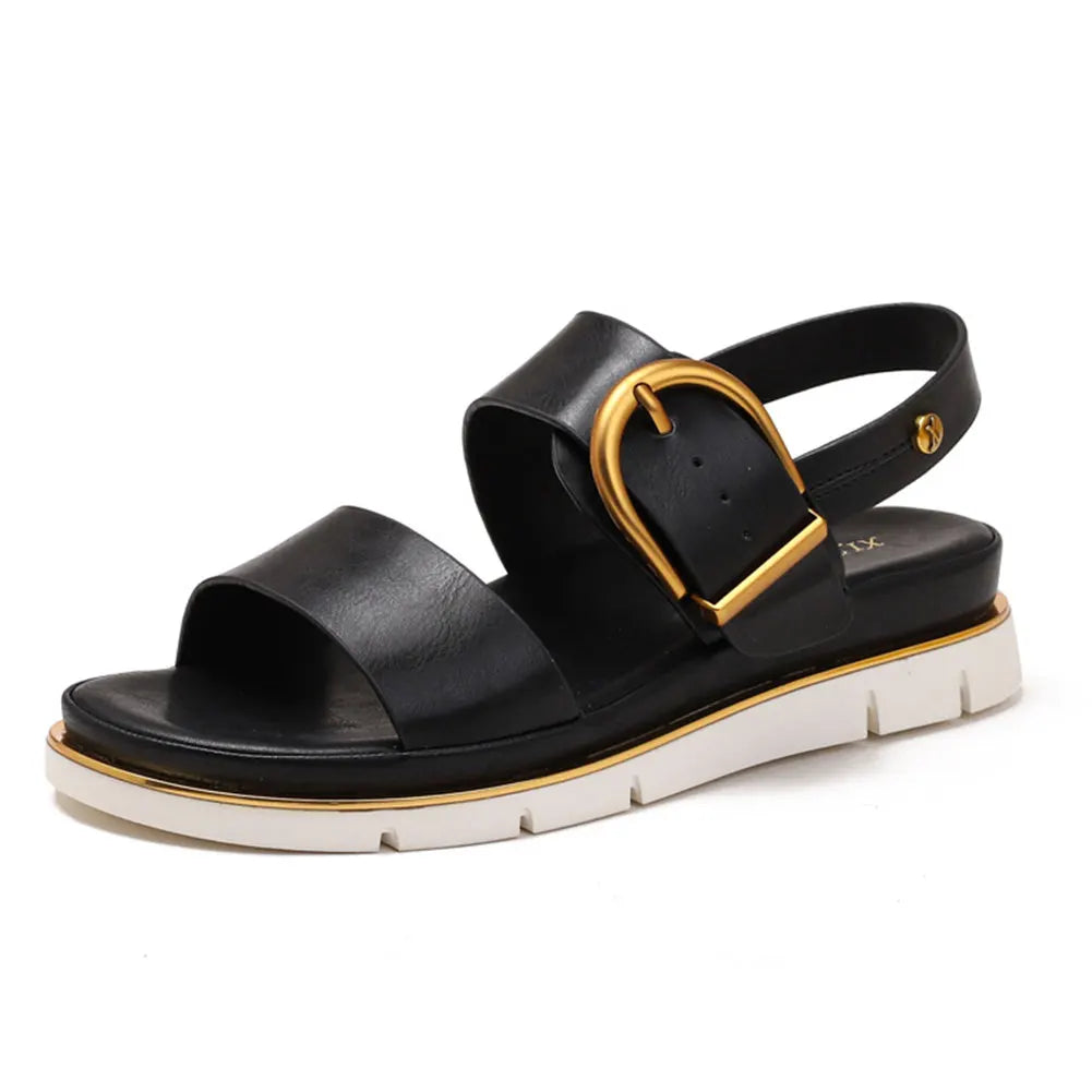 Duttini | Gold-Buckle Strap Sandals