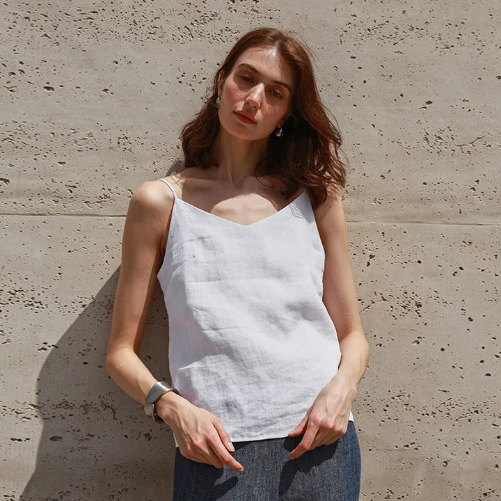 Duttini | Linen V-Neck Camisole Top for Women