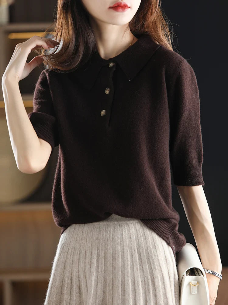 Duttini | Wool Polo Sweater for Women in Classic Fit, Navy