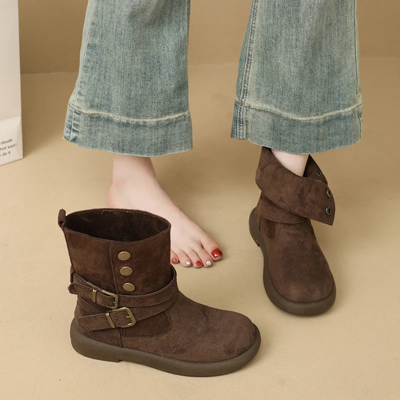 Duttini | Suede Buckle Ankle Boots