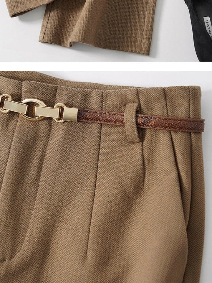 Duttini | Wide Leg Wool Trousers for Women in Black