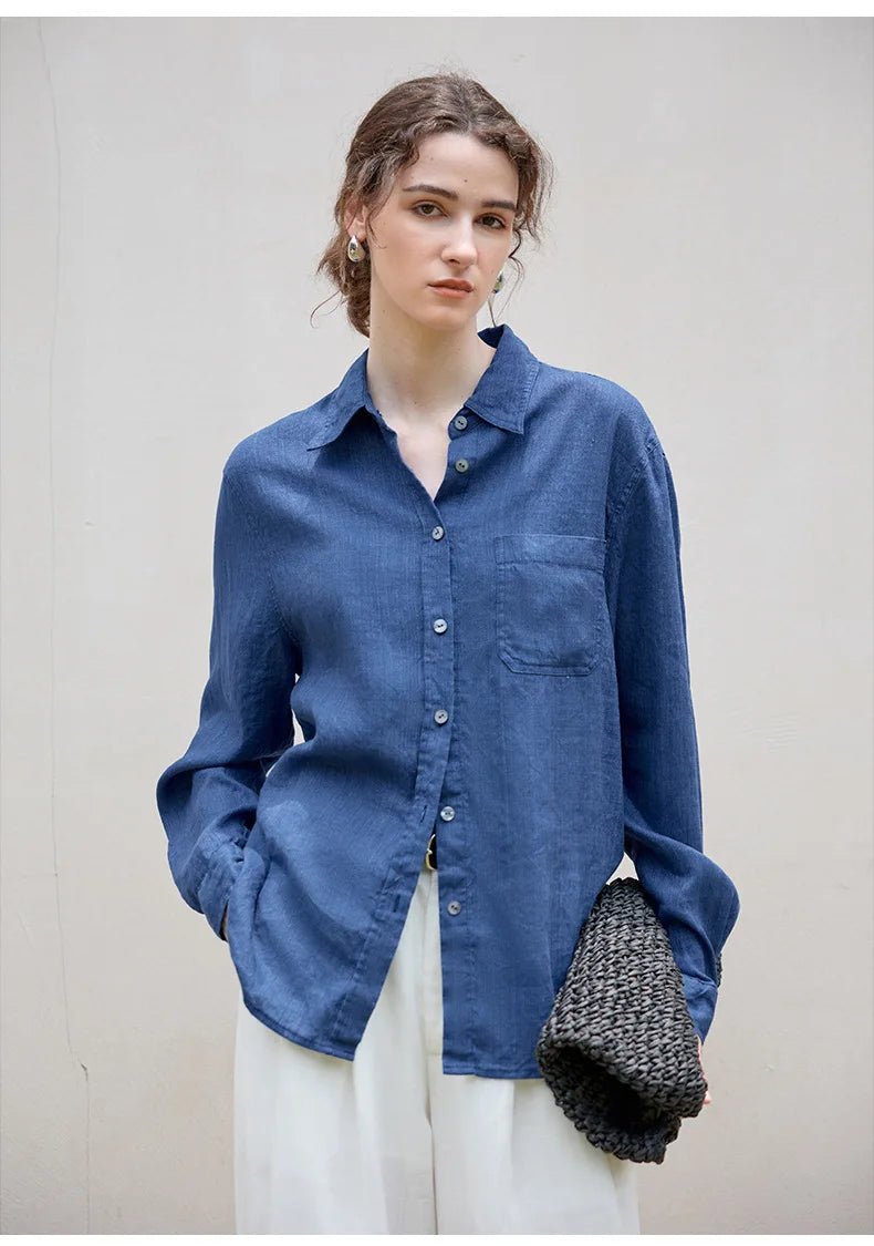 Duttini | Linen Everyday Shirt for Men in Indigo