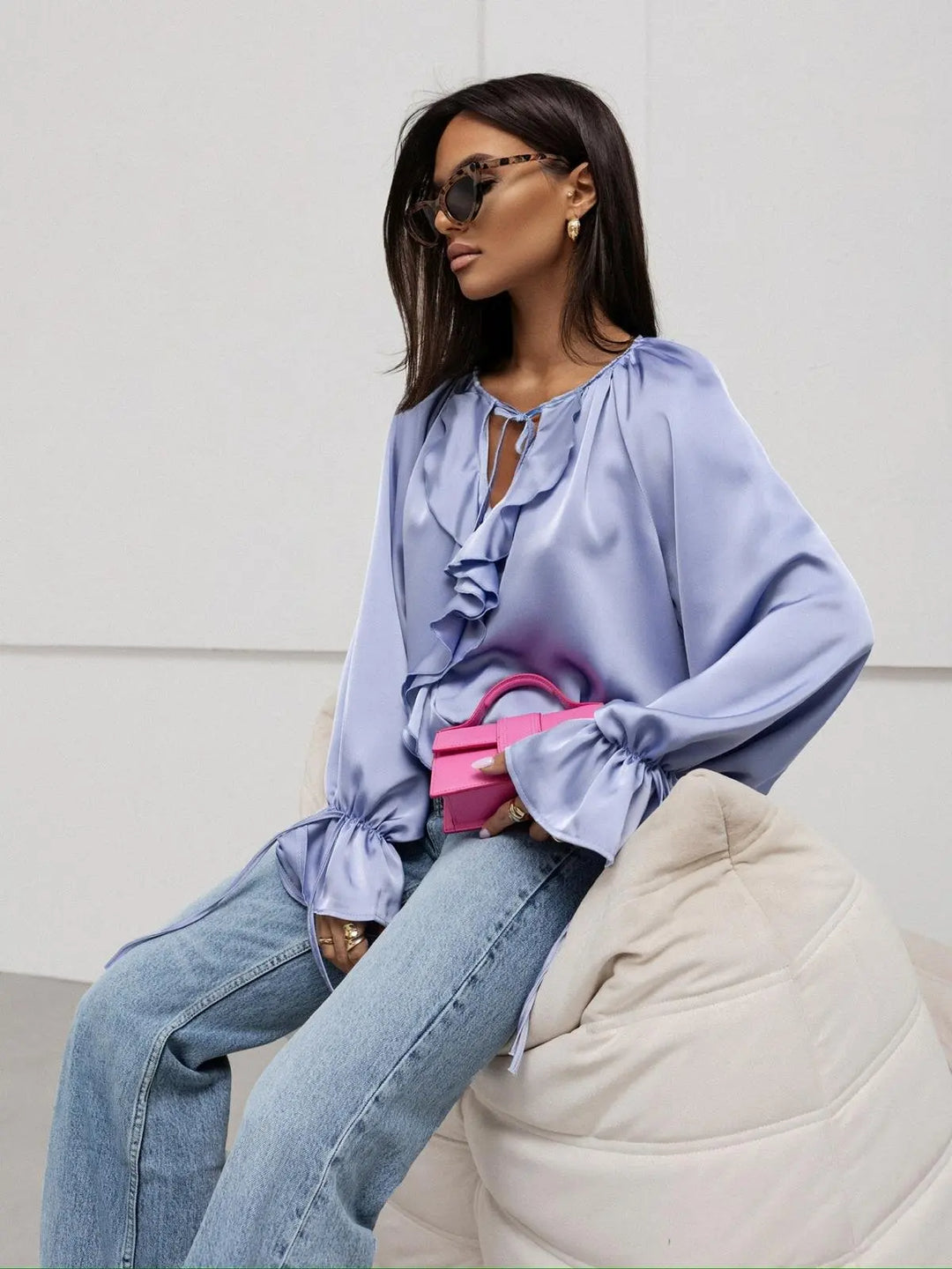 Duttini | Satin Ruffle Blouse for Women