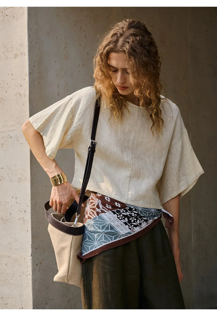Duttini | Flared Sleeve Linen Pullover for Women