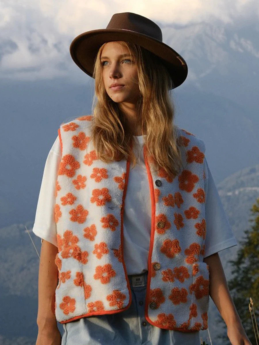 Duttini | Floral Fleece Vest for Women