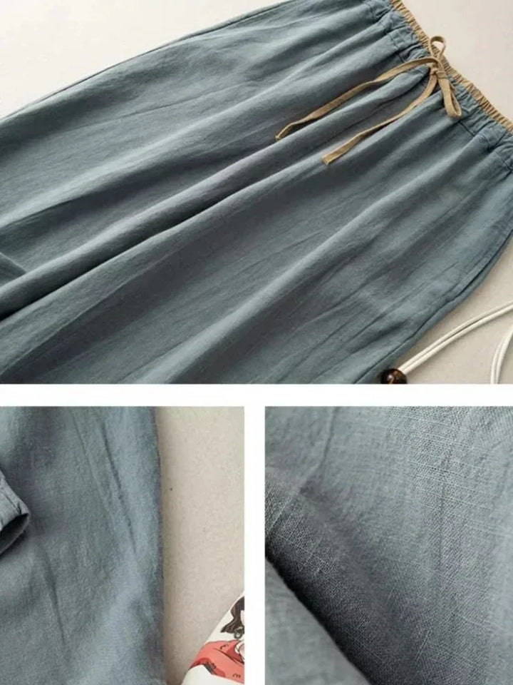 Duttini | Chambray Linen Tapered Pant for Women