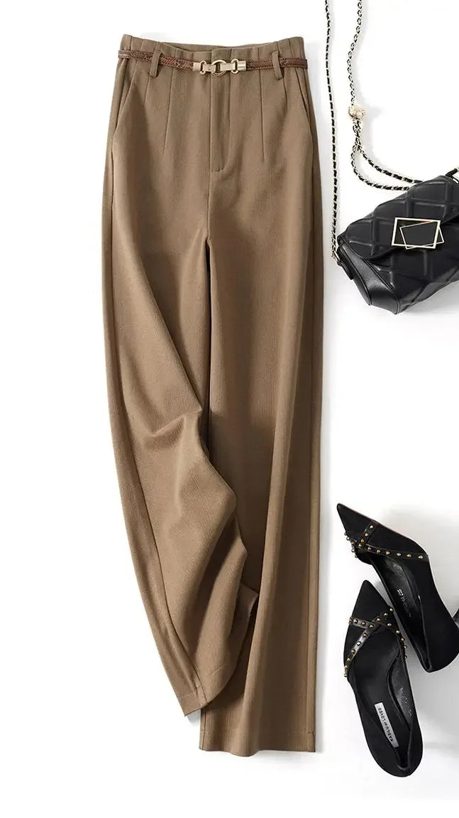Duttini | Wide Leg Wool Trousers for Women in Black