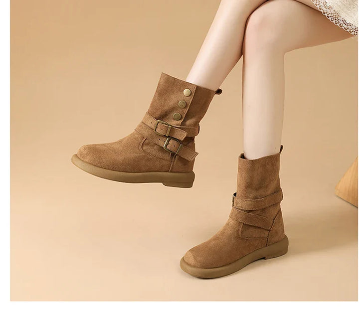 Duttini | Suede Buckle Ankle Boots