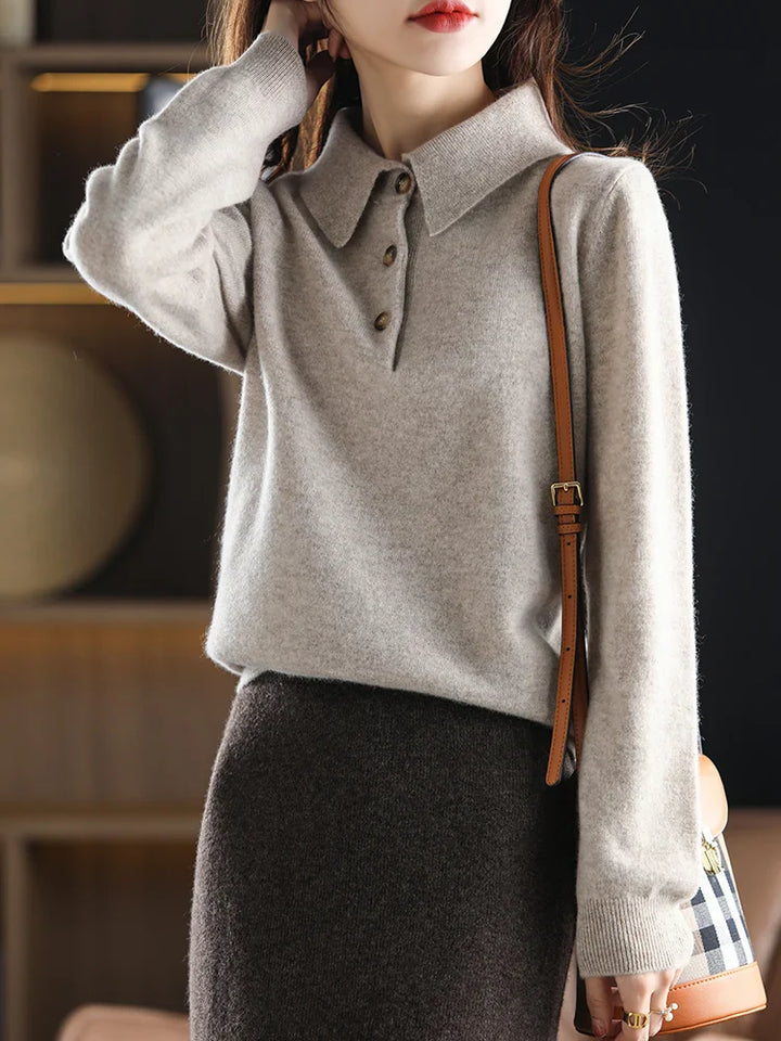Duttini | Wool Polo Sweater for Women in Classic Fit, Navy
