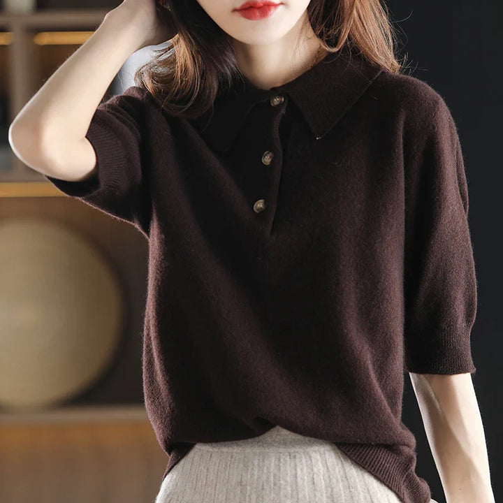 Duttini | Wool Polo Sweater for Women in Classic Fit, Navy