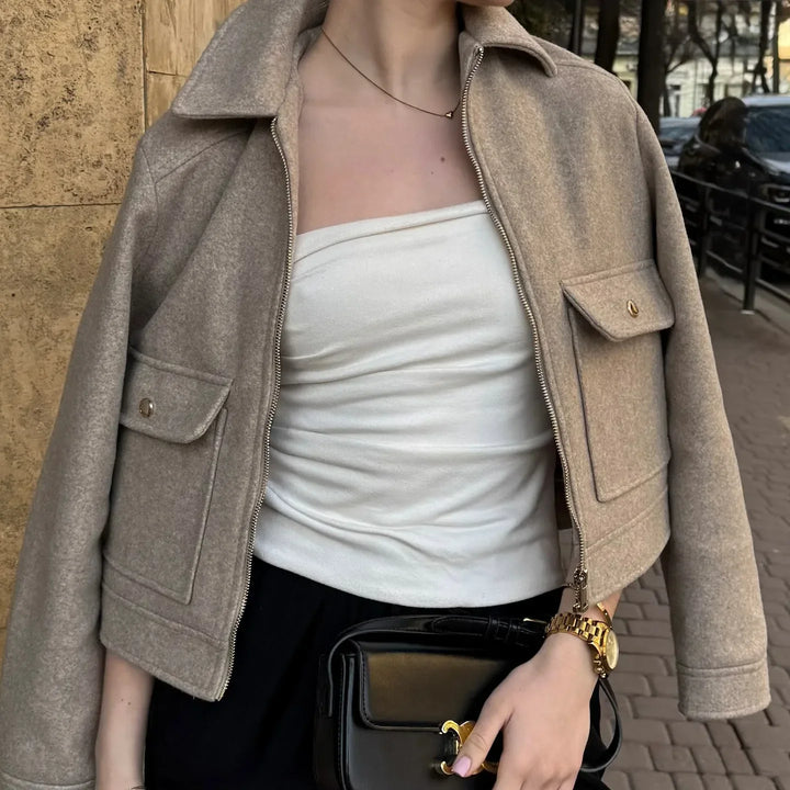 Duttini | Women’s Wool Bomber Jacket with Zipper