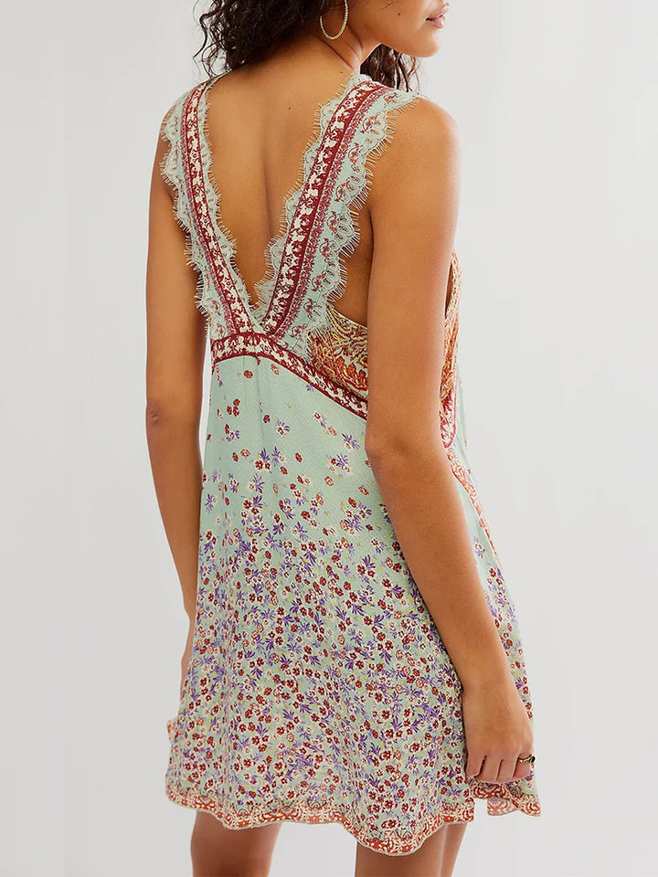 Duttini | Lace-Trim Floral Mini Dress