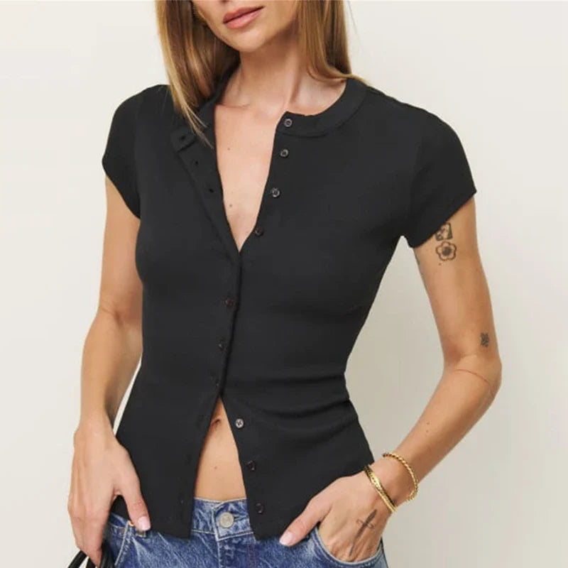 Duttini | Snapfront Knit Top for Women