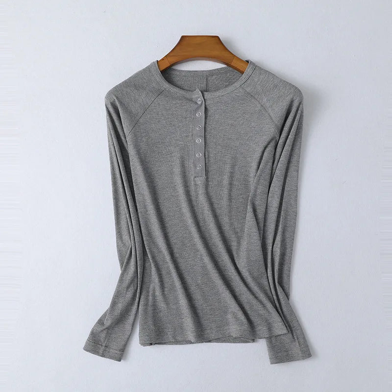 Duttini | Pop-Button Top for Women in Cotton Blend, Fitted, Black