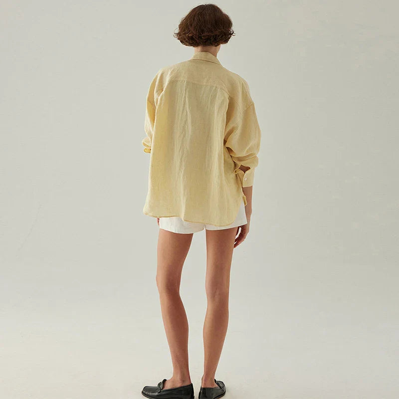 Duttini | Linen Shirt for Women with Slit Hem