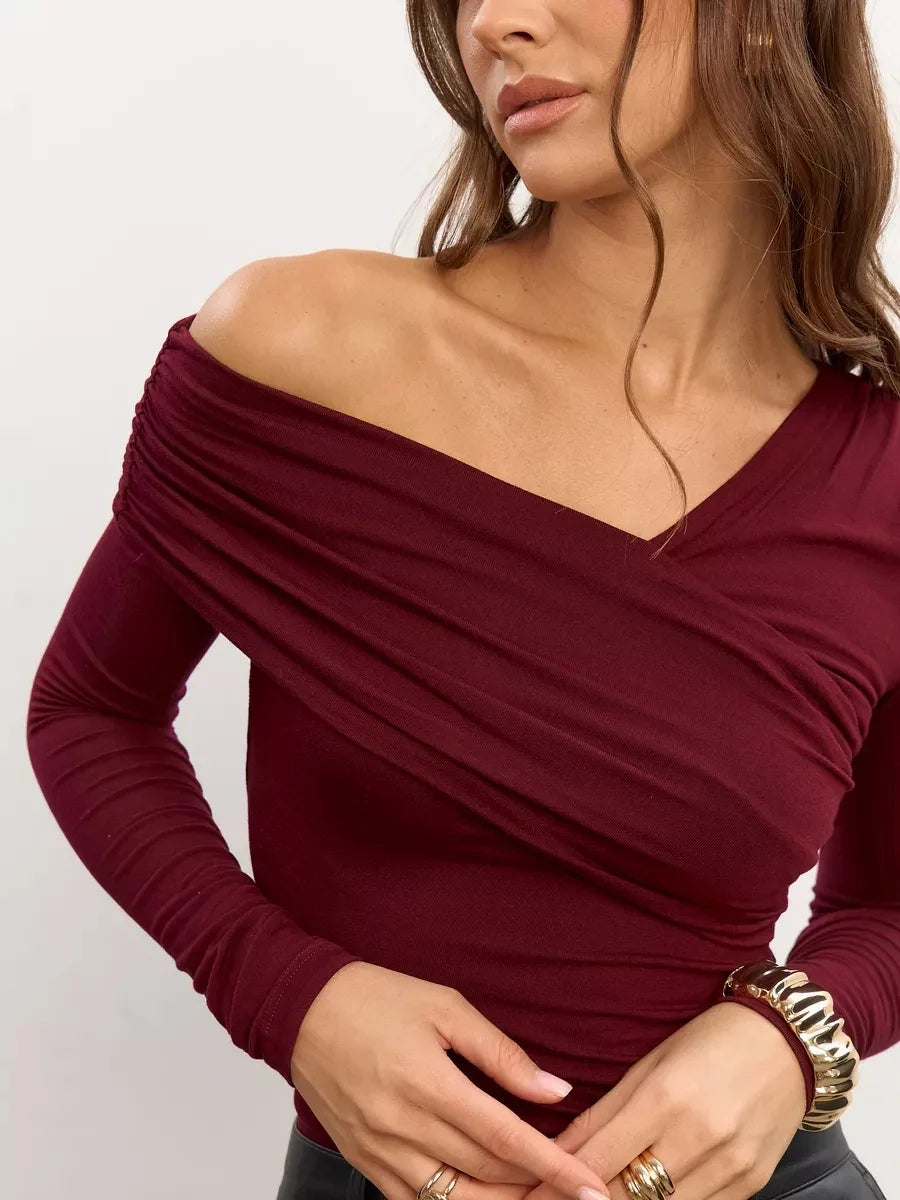 Duttini | Off-Shoulder Top for Women in Cotton Blend, Fitted, White