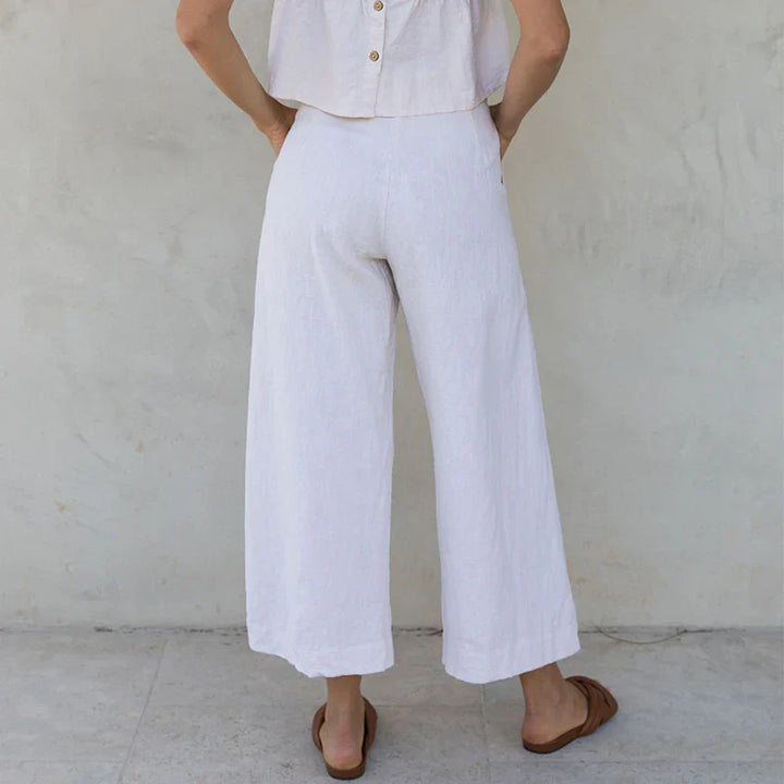 Duttini | Pleated Linen Culotte Pant for Women