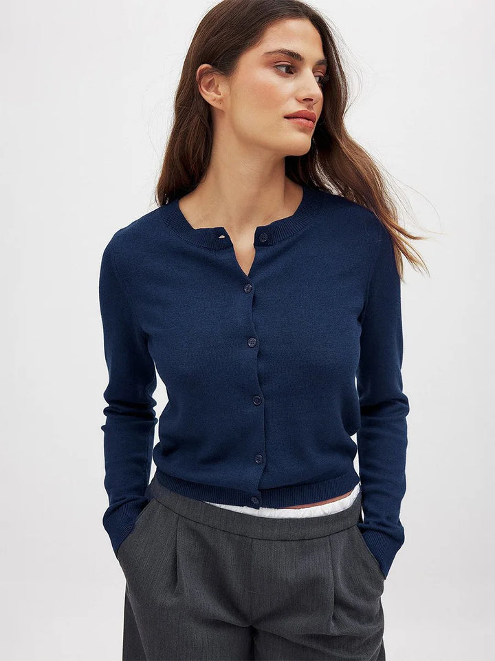 Duttini | Knit Button Cardigan for Women in Soft Fabric, Relaxed Fit, Cream Color