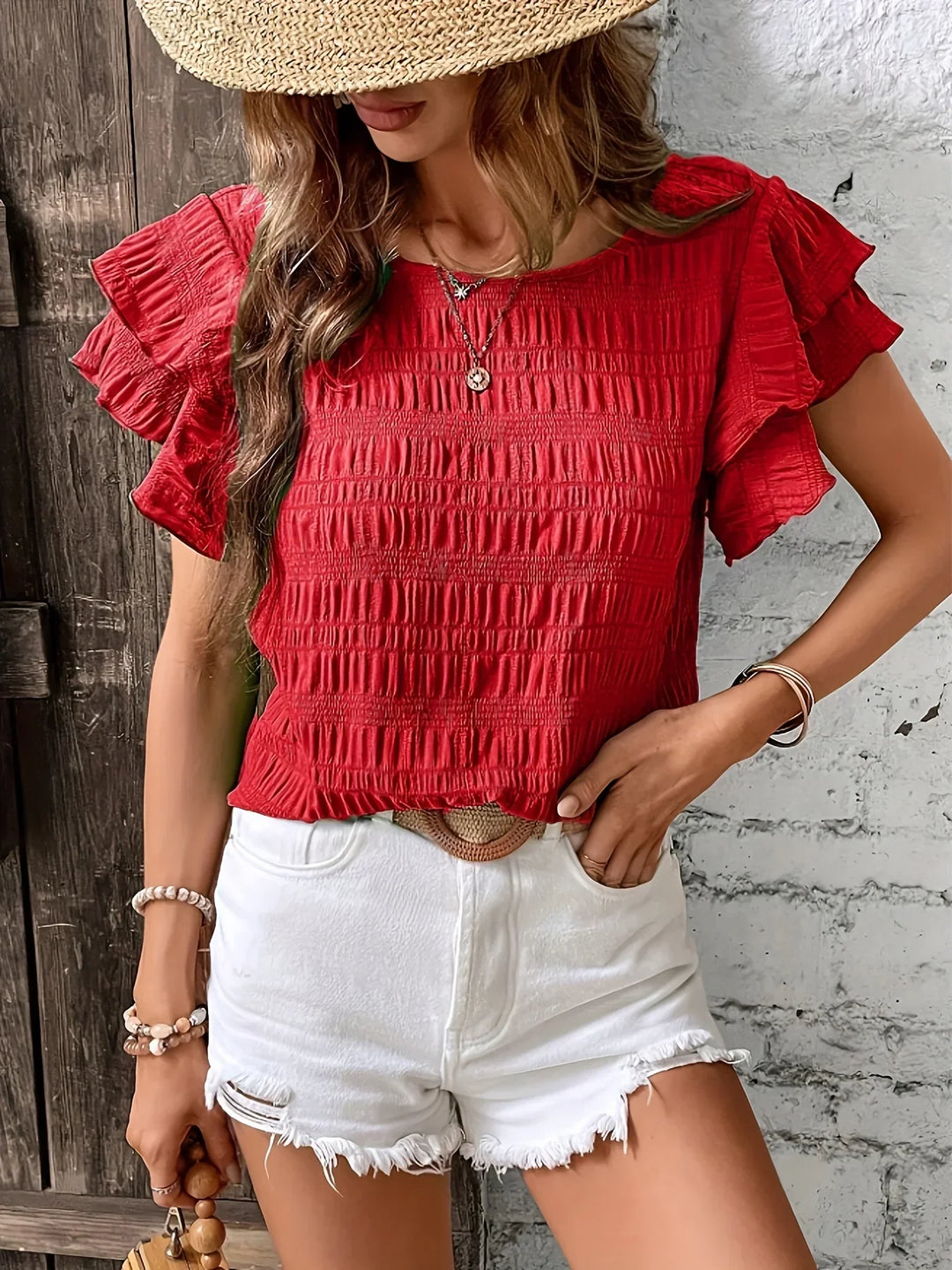 Duttini | Feminine Light & Breezy Blouse With Fun Ruffles
