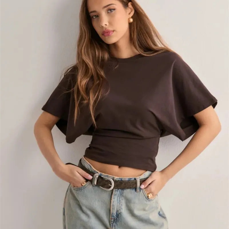 Duttini | Drape Cotton Tee for Women in White
