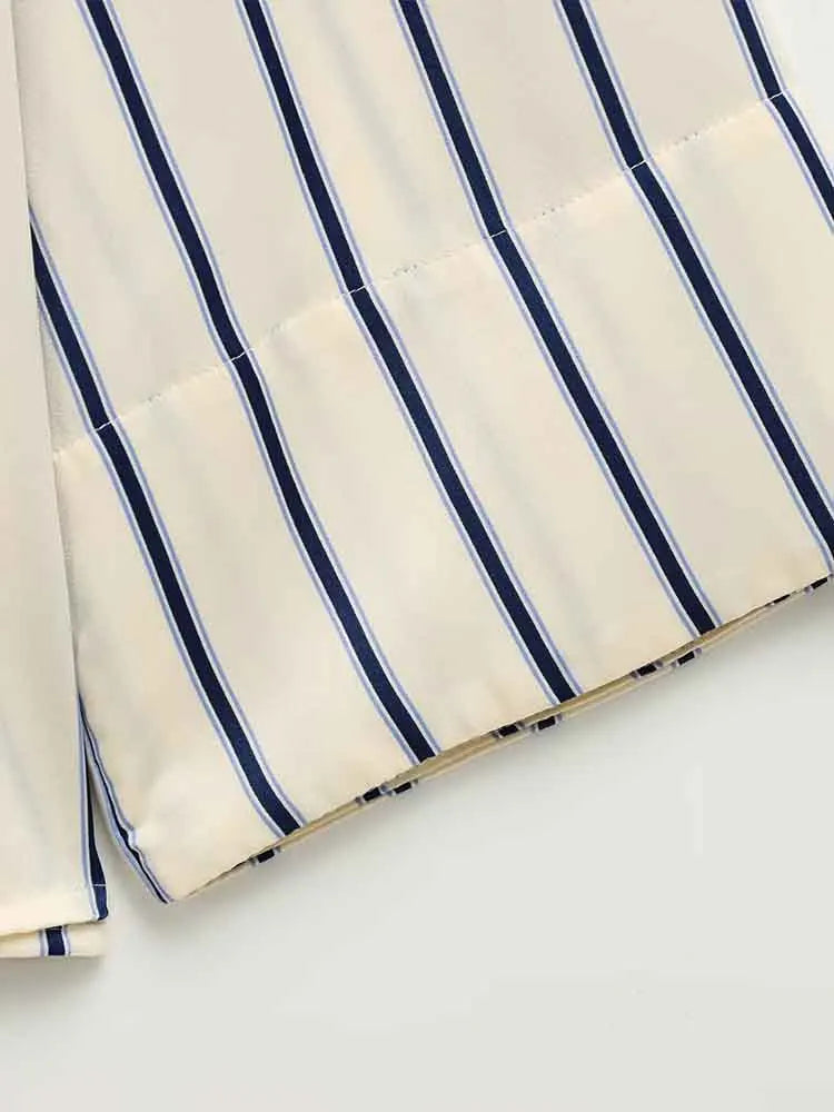 Duttini | Striped Button-Up Blouse for Women in Cotton Blend