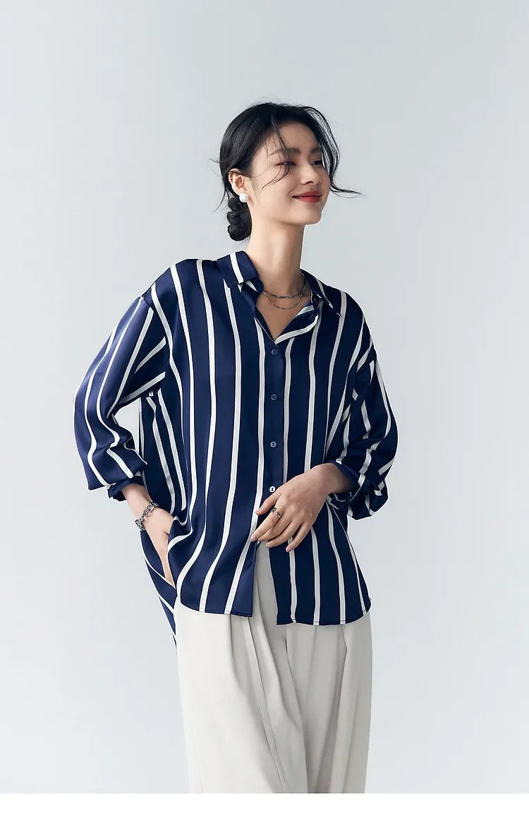 Duttini | Stripe Satin Blouse for Women