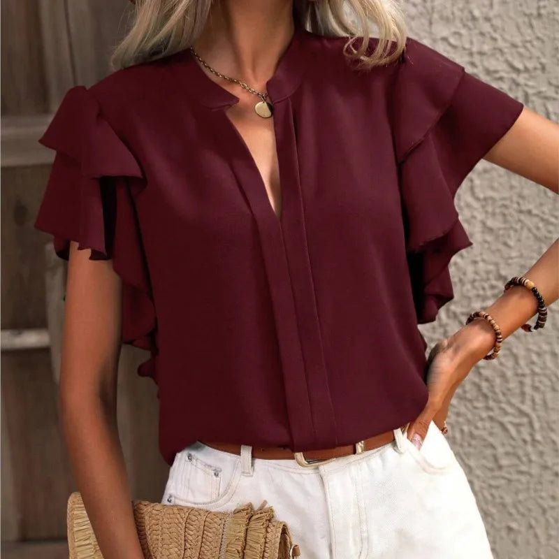 Duttini | Chic Blouse With Elegant Ruffle Sleeves for Every Occasion